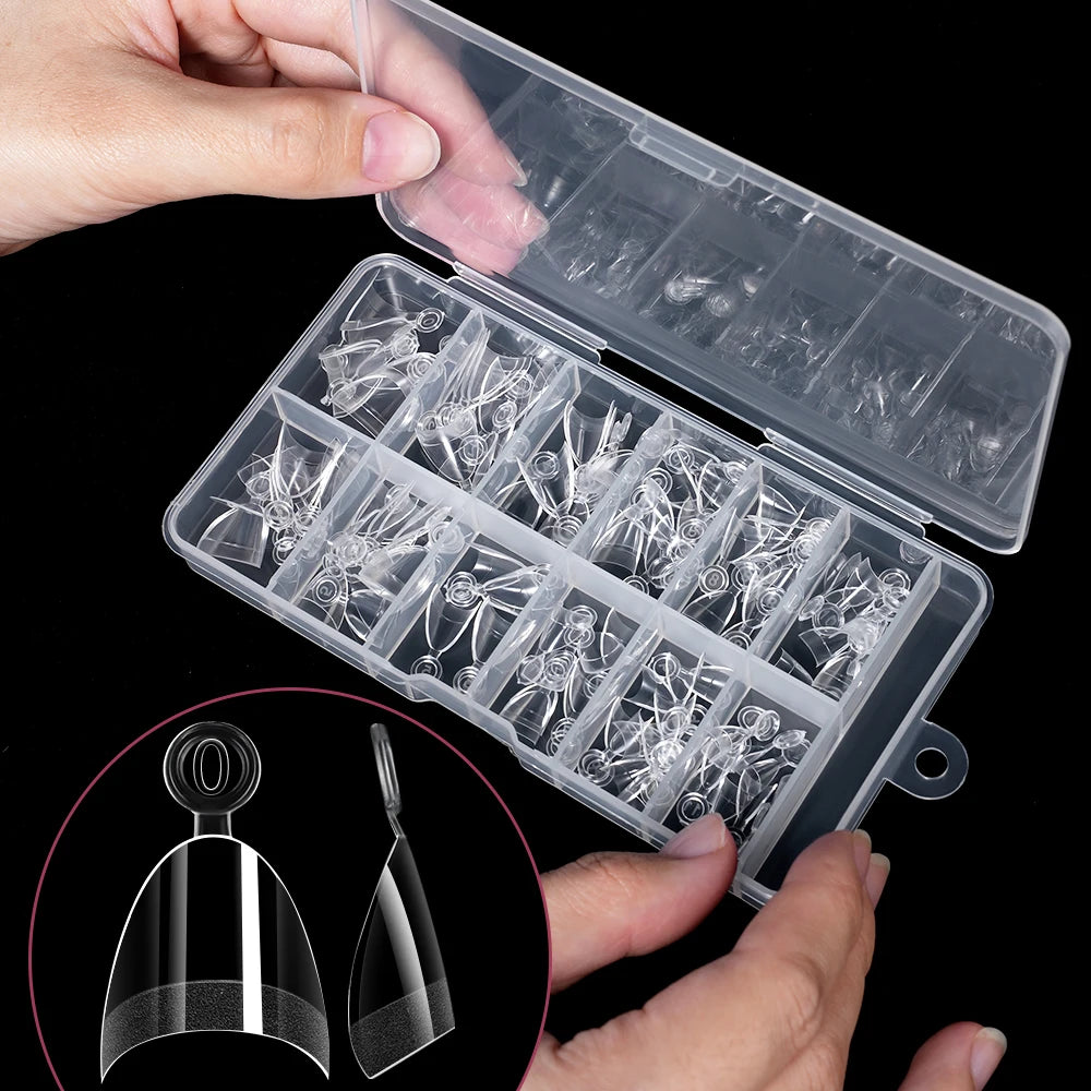 Private Label 120pcs Half Frosted Fake Nails Glossy Surface Ultra Thin Traceless Clear Short Almond Half Matte Nail Tips