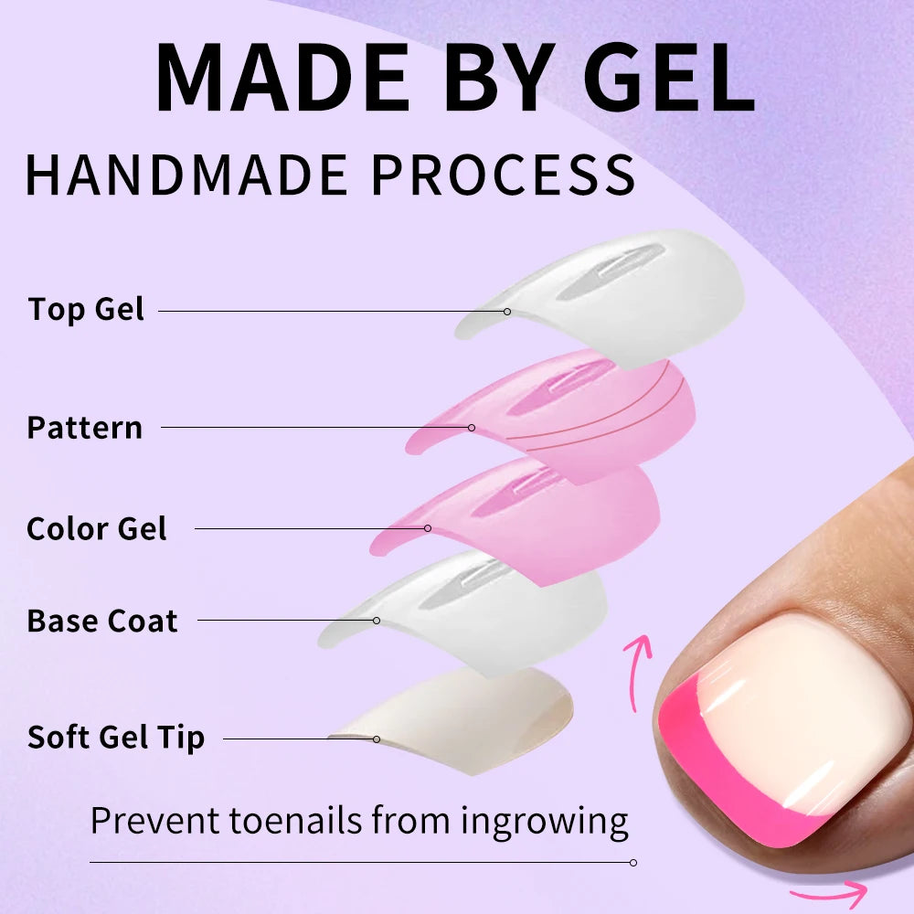 Wholesale 120/150PCS Mixed Color French Square Designs Certain Colorful French Press on Toe Nails Tip for Feet Nail Art Salon