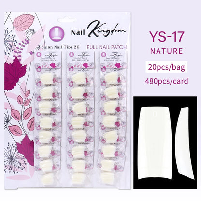 Nail Kingdom 480pcs 24Bags/Set Nail Tips Solid Color Clear Coffin/Square/Almond  Full Cover Nail Tips False Nail Wholesale