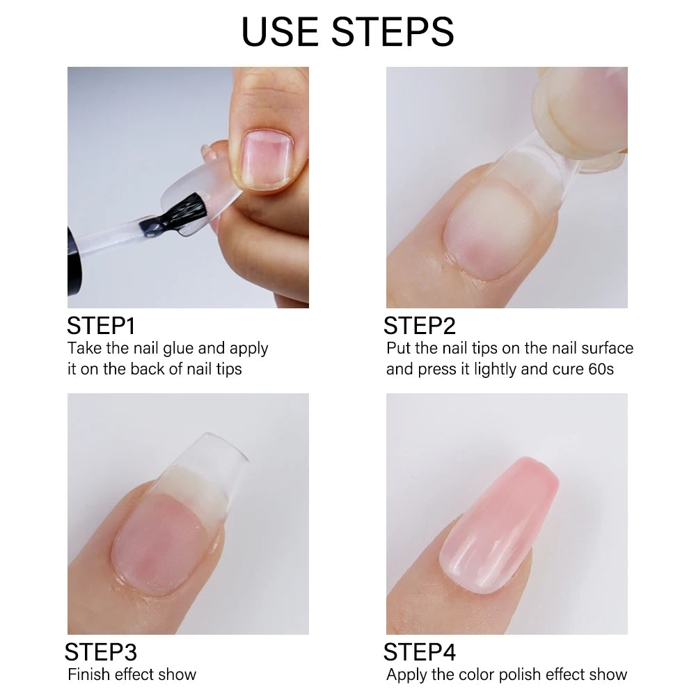 Wholesale Hot Sale Nail Salon 240 Pieces Non-Trace Nail Tip Transparent Matte Fingernail Soft Gel X Full Cover Nail Tips