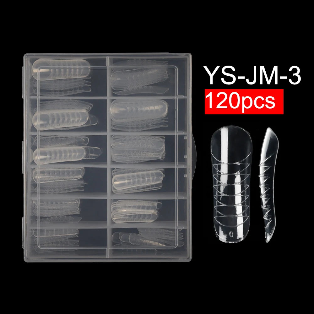 Wholesale 120pcs Russian Almond Dual Forms 26 Styles Quick Building Nail Model Extension Oval Stiletto Coffin Plastic Nail Forms