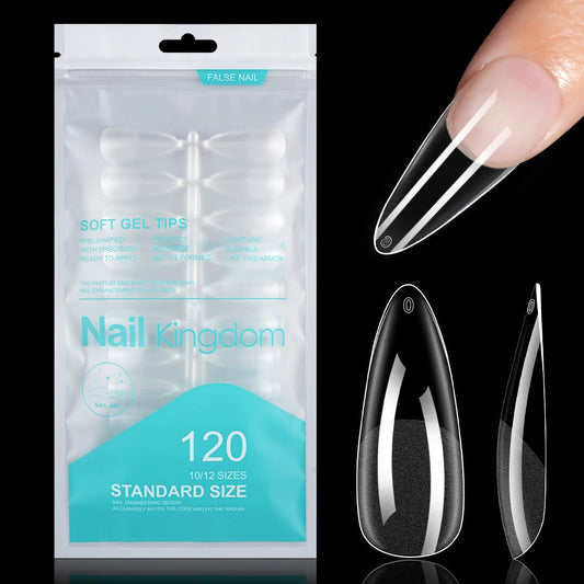 Wholesale 120pcs/bag Full Cover Manicure Clear Nail Tips Traceless Medium Stiletto Half Matte Acrylic Nail Tips for Nail Art