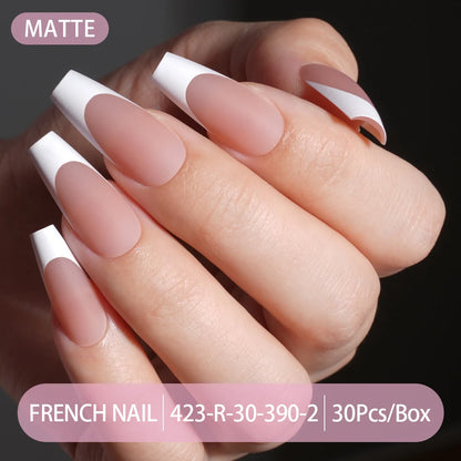 30pcs/box French Gel Nails Press on Nails