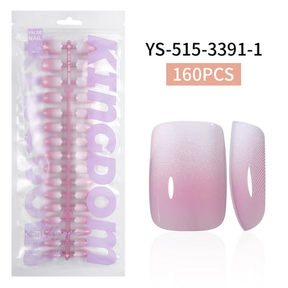 Wholesaler Private Label 150Pcs Nude Pink Gradient Fake Nails Press on Short Square Almond Ombre Press on Nails