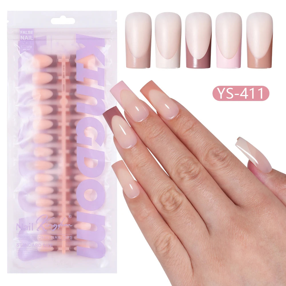 Wholesale Short Square Fake Nails 150pcs/Bag Full Cover Almond Coffin Press on Nails Art With Colorful French Tips