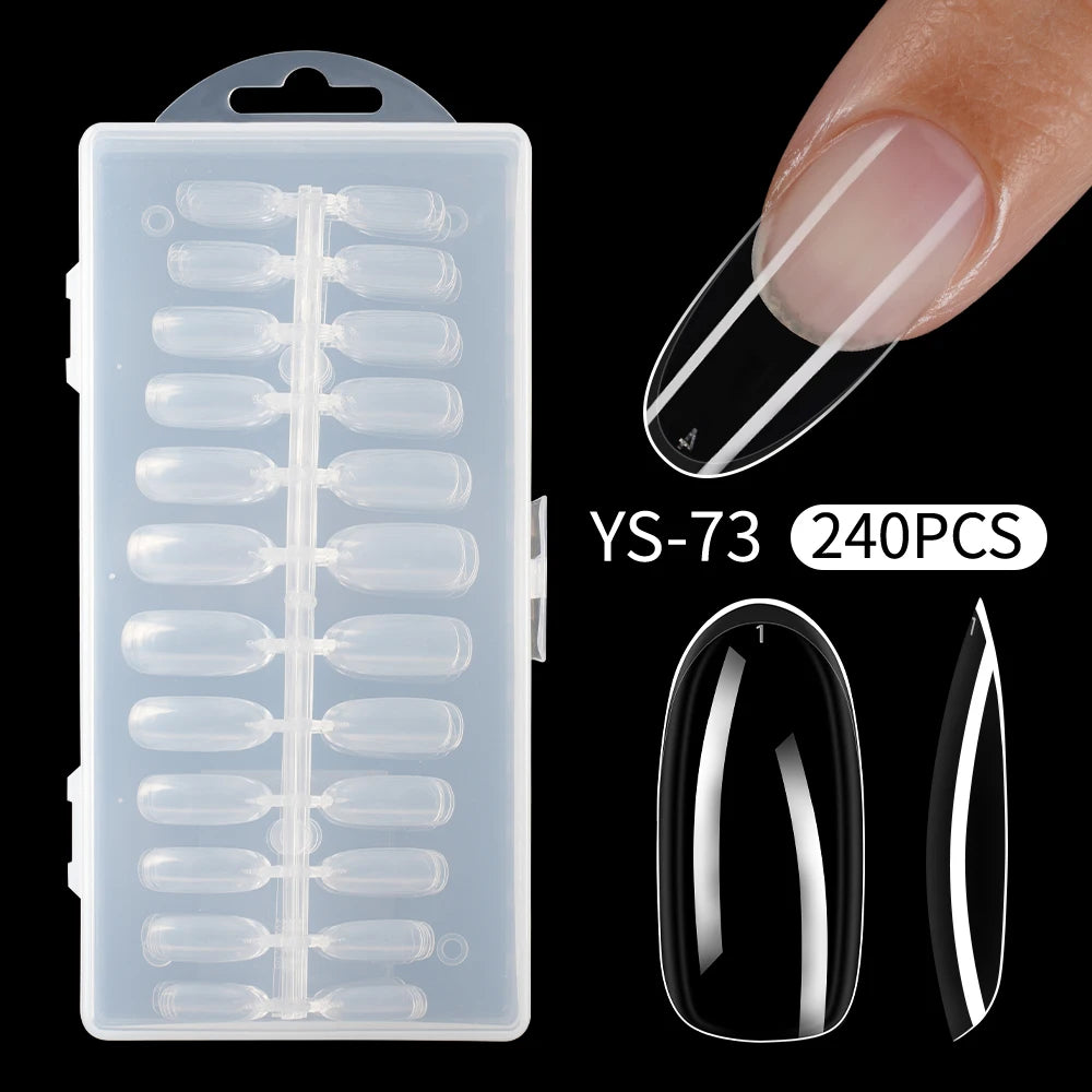 Plastic Full Cover Acrylic Nails Tip Tapered Square Natural Clear Stiletto Artificial Long Ballet French Coffin Nail Tips