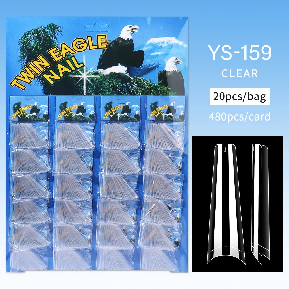 Nail Kingdom 480pcs 24Bags/Set Nail Tips Solid Color Clear Coffin/Square/Almond  Full Cover Nail Tips False Nail Wholesale