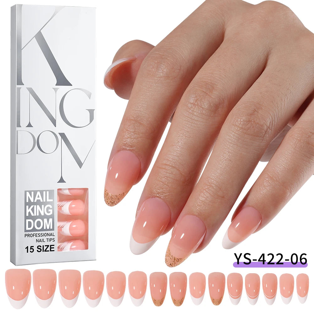 Wholesale OEM 120pcs French Reusable False Nails Ballet Designer Glitter Silver Handmade French Soft Gel Press on Nails Set