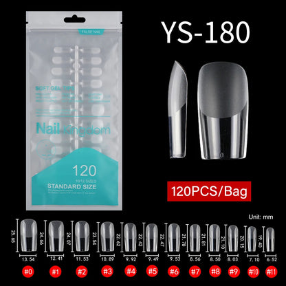 Wholesale 120pcs/bag Full Cover Manicure Clear Nail Tips Traceless Medium Stiletto Half Matte Acrylic Nail Tips for Nail Art
