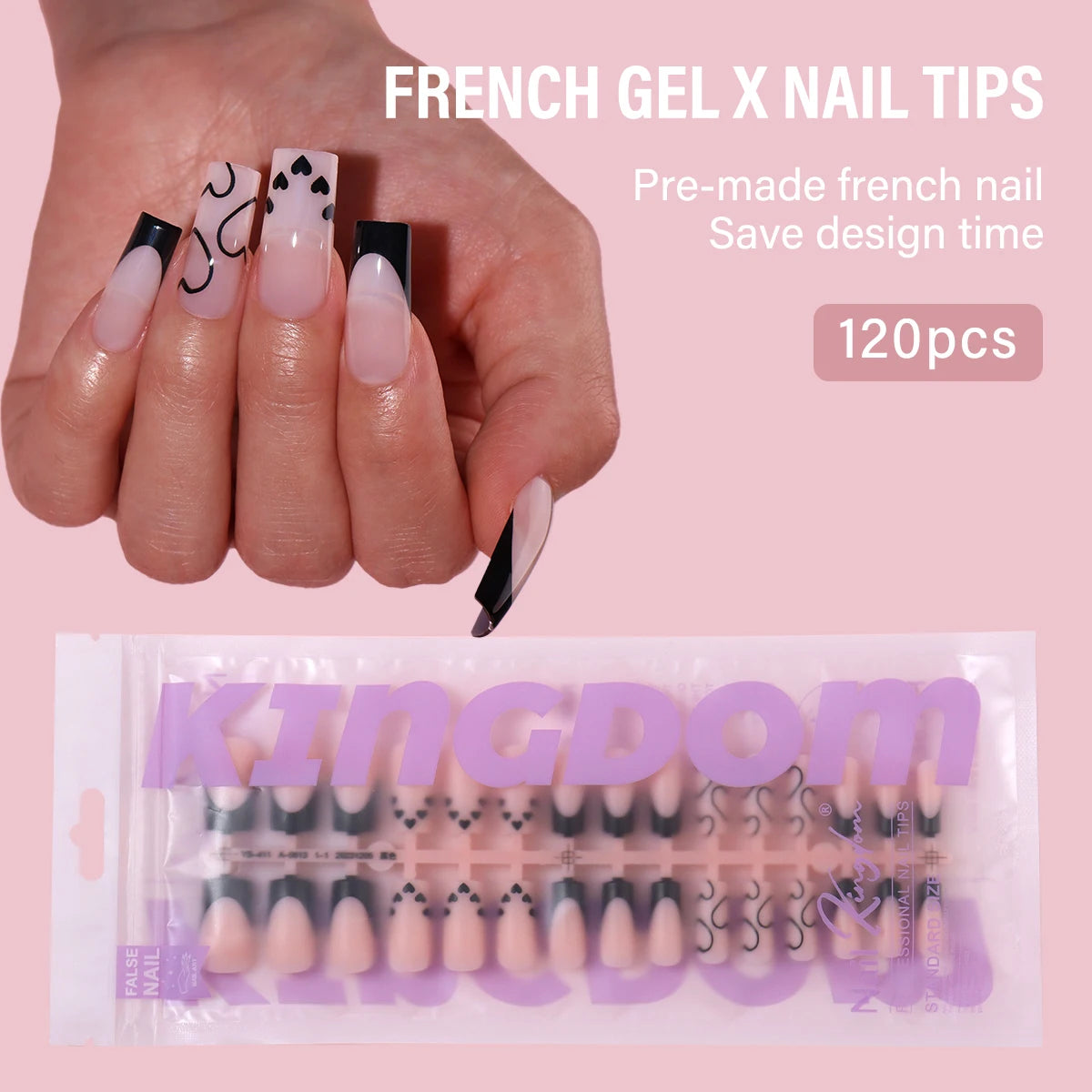 Factory Wholesales French False Matte Nails 120 Pcs Traceless Medium Square Soft Gel French Press on Nail for Nail Art Salon