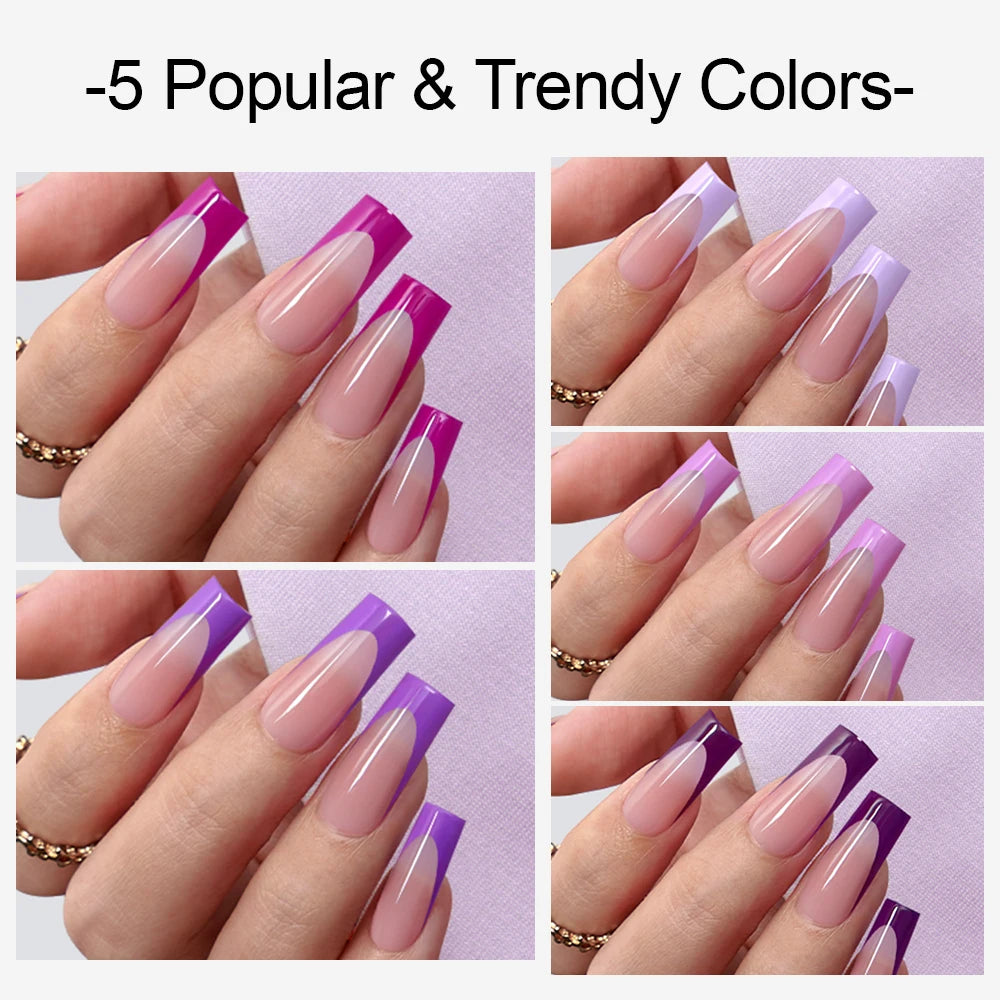 150PCS French Tip Press-On Nail Art Long Square Almond Full Cover Purple Solid Color for Finger Application Nail Supplier