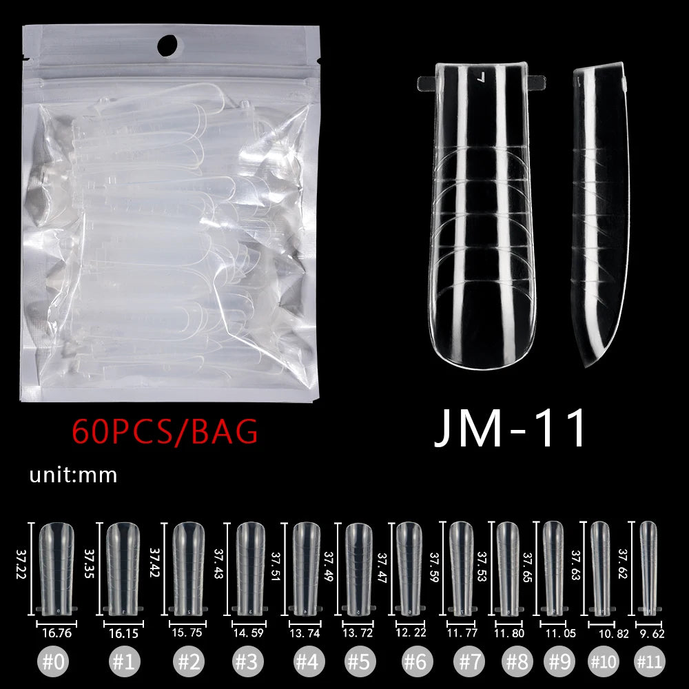 Wholesale Factory 60pcs Plastic Nail Art Mould Tips Clear Quick Building Extension Tool Stiletto Almond Square Nail Forms