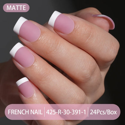 30pcs/box French Gel Nails Press on Nails