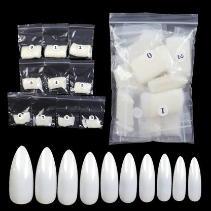 Nail Almond Tips XXL Full Cover Clear Almond ABS 500 Pieces Soft Gel Press on Nails Kit Almond Nail Tips