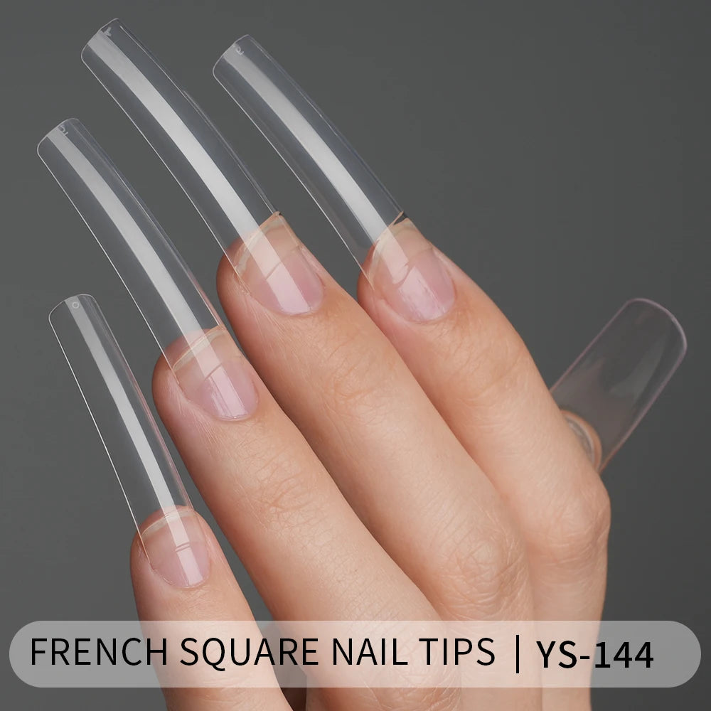 Tapered Square Nail Tips 500pcs/box XXXL French Ultra Thin Half Cover No C Curve Straight Soft Gel French Square Nail Tips