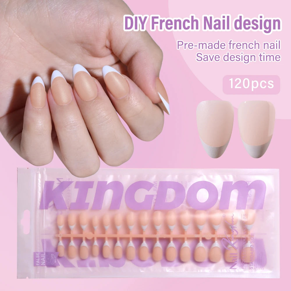 150pcs Wholesale Press on Gel Nails French White Black Tips Private Label Almond Square Coffin French Press on Nails Strip