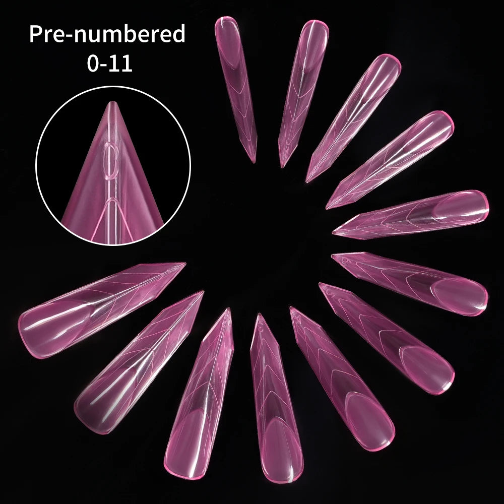 120pcs Wholesale Quick Building Nail Mold Tips Stiletto French Traceless Pink Extension Duckbill Pyramid Dual Nail Forms