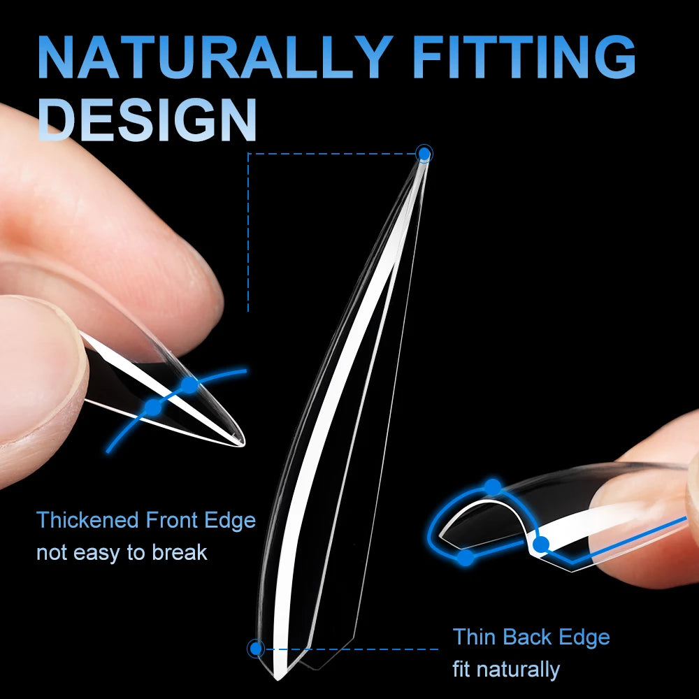 New Hot Sale  Half Cover Stiletto Nail Tips Soft Gel Tips Extra Long Short No C Curve Stiletto Nail Tips Box