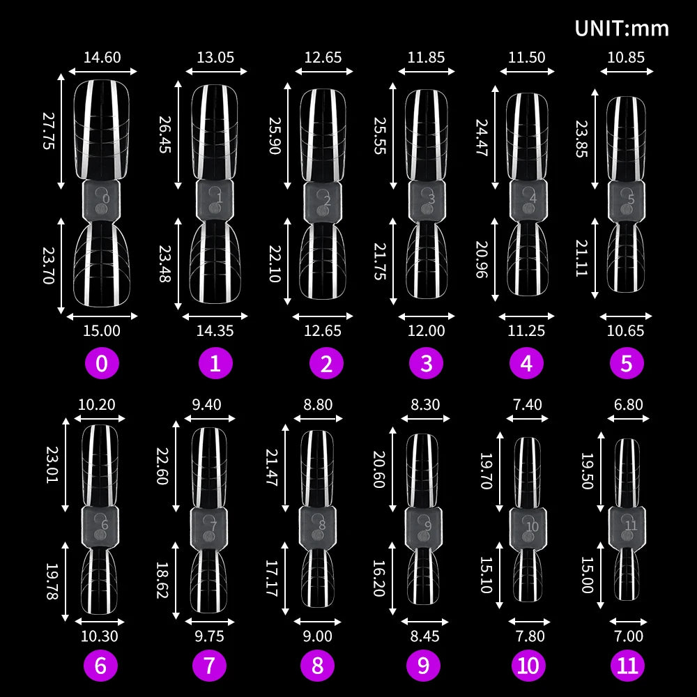 New Wholesale Private Label Quick Building Nail Molds 120Pcs Acrylic Extension Clear French Square Oval Plastic Nail Form