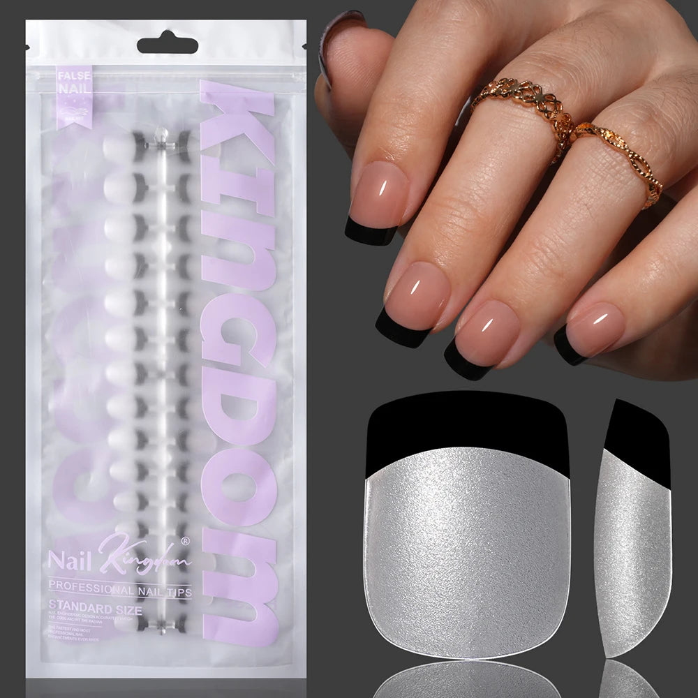 Nail Manufacturer OEM 120pcs French Design Full Matte French Medium Short Ballerina Almond Oval Coffin French Tip Press on Nails