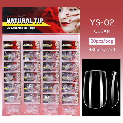 Nail Kingdom 480pcs 24Bags/Set Nail Tips Solid Color Clear Coffin/Square/Almond  Full Cover Nail Tips False Nail Wholesale