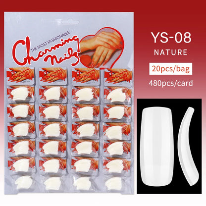 Nail Kingdom 480pcs 24Bags/Set Nail Tips Solid Color Clear Coffin/Square/Almond  Full Cover Nail Tips False Nail Wholesale