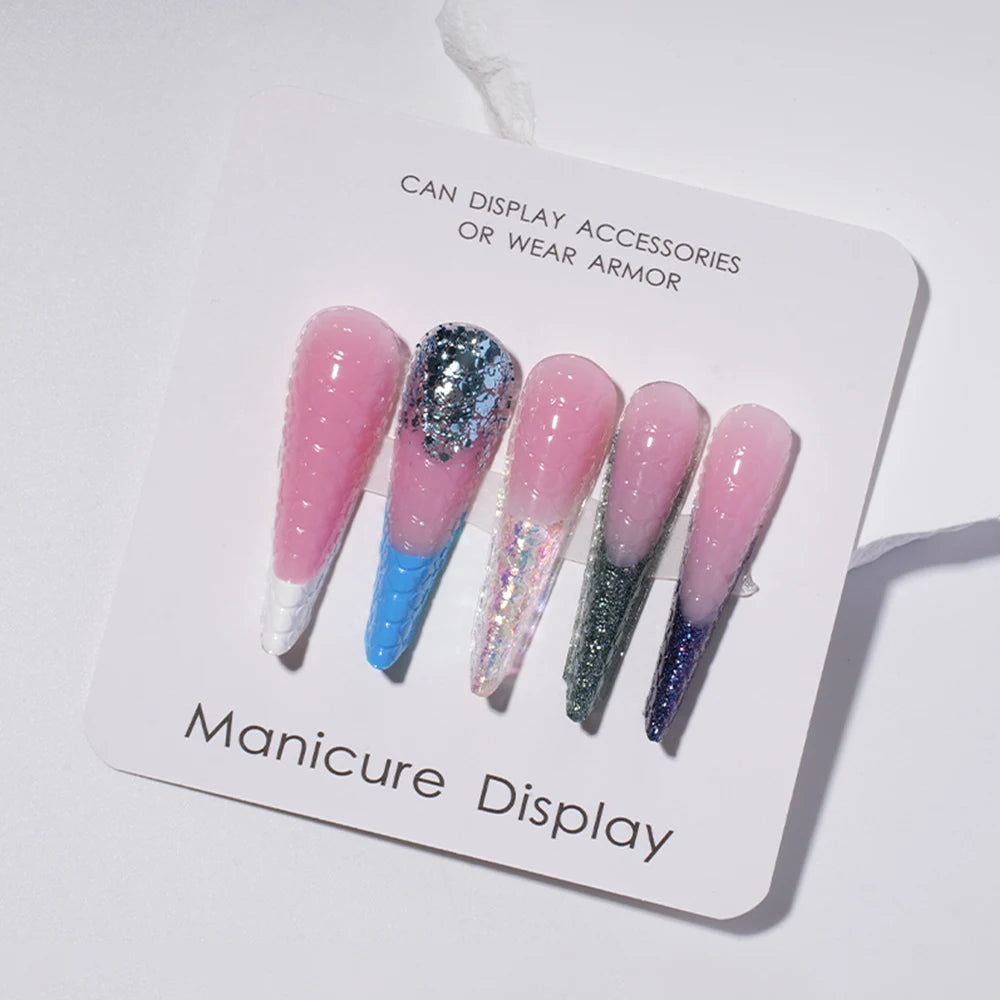 Private Label Custom Nail Mold Design Acrylic Quick Building Cobra Effect 3D Snake Pattern Extension Nail Dual Form