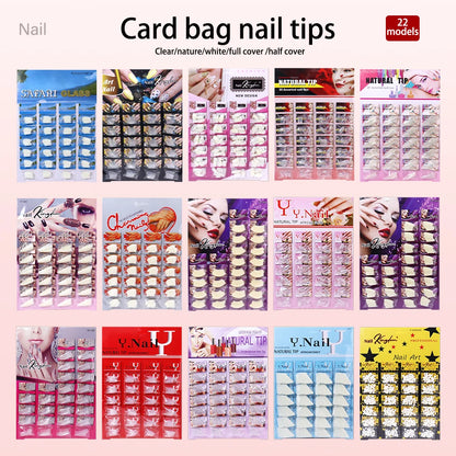 Nail Kingdom 480pcs 24Bags/Set Nail Tips Solid Color Clear Coffin/Square/Almond  Full Cover Nail Tips False Nail Wholesale