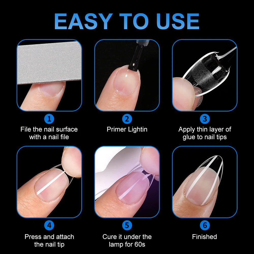 Nail Supplies 120/240Pcs Full Cover Half Frosted Almond False Nail Tips Clear Semi Matte Almond Nail Tips