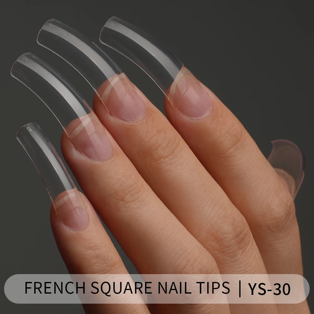 Tapered Square Nail Tips 500pcs/box XXXL French Ultra Thin Half Cover No C Curve Straight Soft Gel French Square Nail Tips