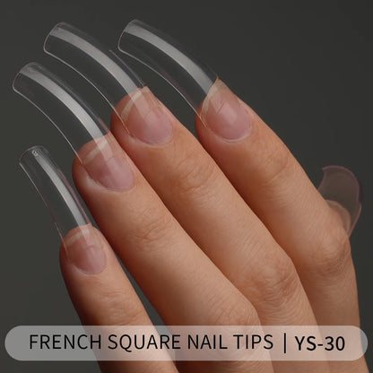 Tapered Square Nail Tips 500pcs/box XXXL French Ultra Thin Half Cover No C Curve Straight Soft Gel French Square Nail Tips