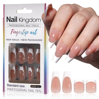 30pcs/box French Gel Nails Press on Nails