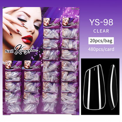 Nail Kingdom 480pcs 24Bags/Set Nail Tips Solid Color Clear Coffin/Square/Almond  Full Cover Nail Tips False Nail Wholesale