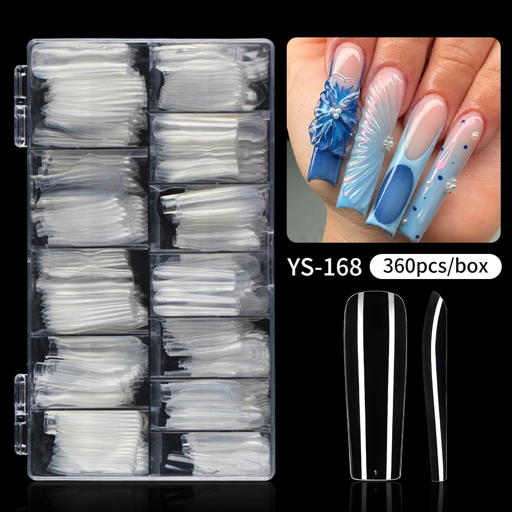 Private Label Full Cover Xxl Square Fake Nail Tips Extension Natural Transparent French Straight Tapered Square Nail Tips