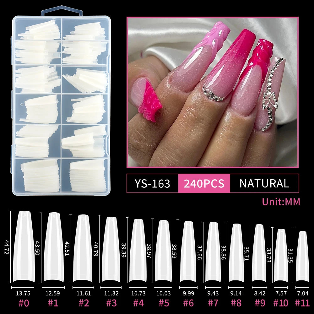 Wholesale Full Half Cover Long Stiletto Square Coffin Nails Tips Soft Gel Nail Extension Tips Nail Tips Non C Curve