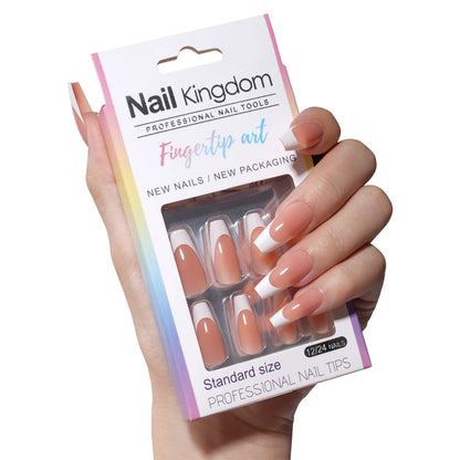 30pcs/box French Gel Nails Press on Nails