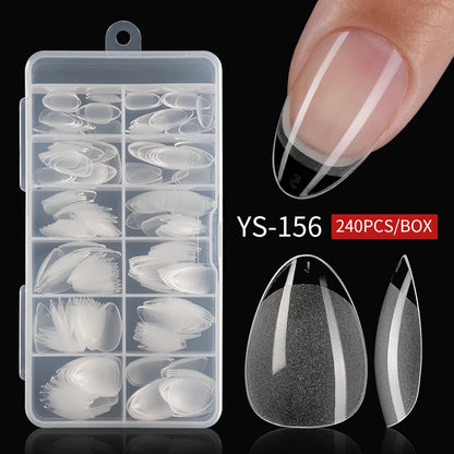 Wholesale 120/240/600Pcs Full Cover Frosted Almond False Nail Tips Supplies Clear Traceless Matte Extra Short Almond Nail Tips