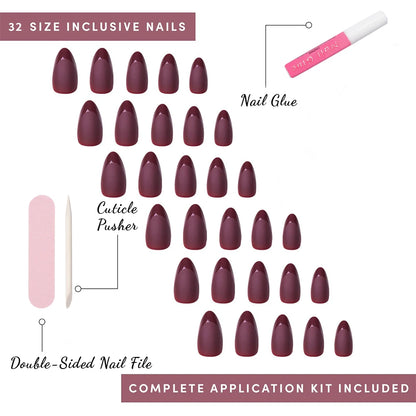Wholesale 32PCS French Nails Press on Red Black Pink Color Short Almond Half Matte Press on Nails French Glitter Tip