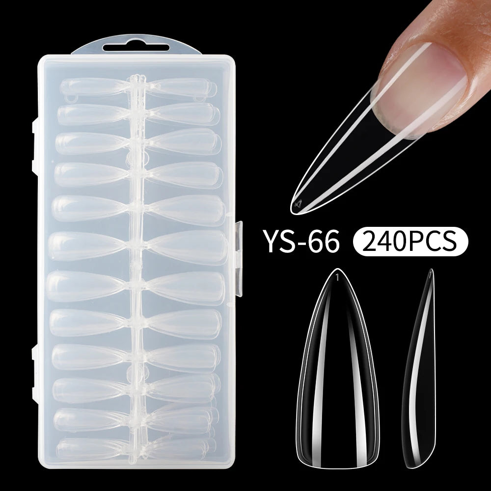 Plastic Full Cover Acrylic Nails Tip Tapered Square Natural Clear Stiletto Artificial Long Ballet French Coffin Nail Tips
