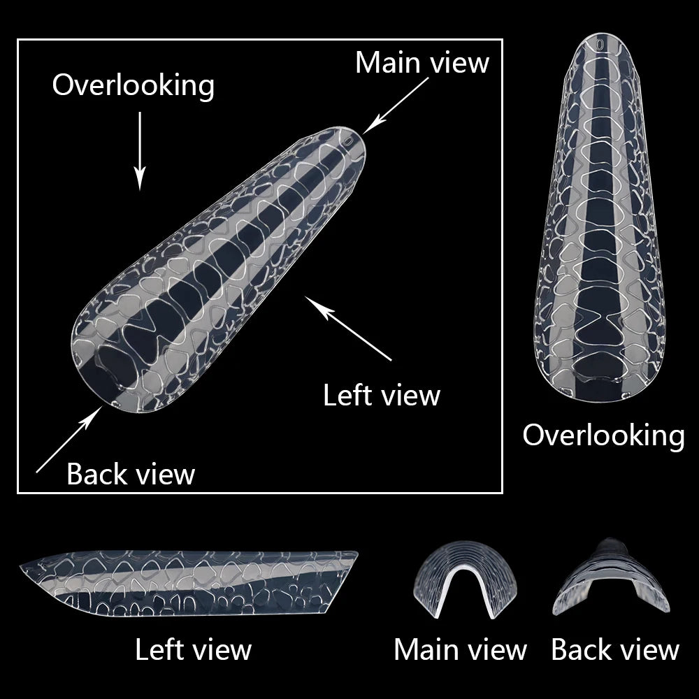 Private Label Custom Nail Mold Design Acrylic Quick Building Cobra Effect 3D Snake Pattern Extension Nail Dual Form
