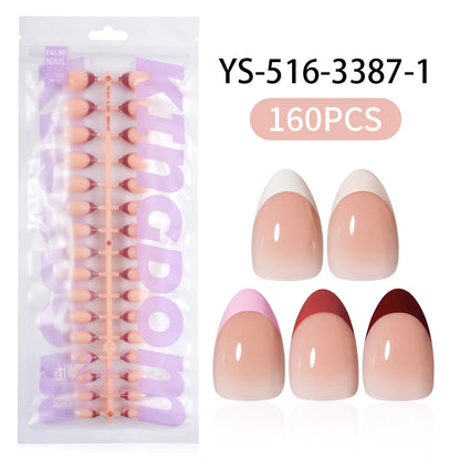 Wholesale Custom 150pcs Full Cover Square Press Acrylic Nails Art False Nails Colorful French Tips Coffin Pattern for Finger