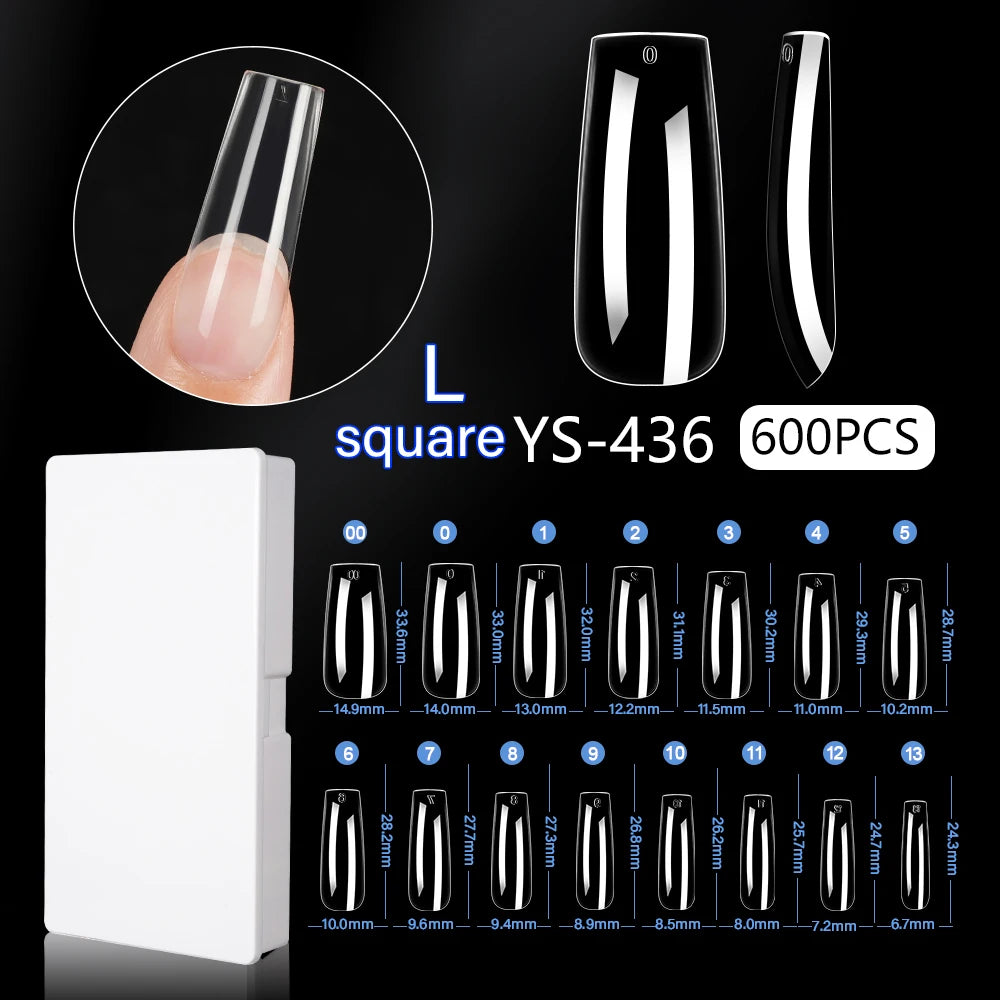 New Soft Gel X 600 Pcs 15sizes Nails No C Curve Full Cover Acrylic Nail Tips  Wholesale Almond Square Coffin Suppliers Nail Tips