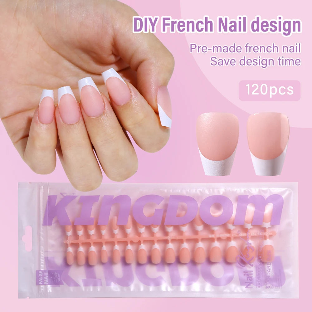 150pcs Wholesale Press on Gel Nails French White Black Tips Private Label Almond Square Coffin French Press on Nails Strip