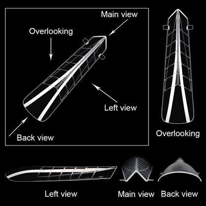 New Wholesale 120Pcs Pyramid Edge Nail Mold Tips 12 Size Full Cover Reusable Acrylic Extension Clear Pyramid Plastic Nail Form
