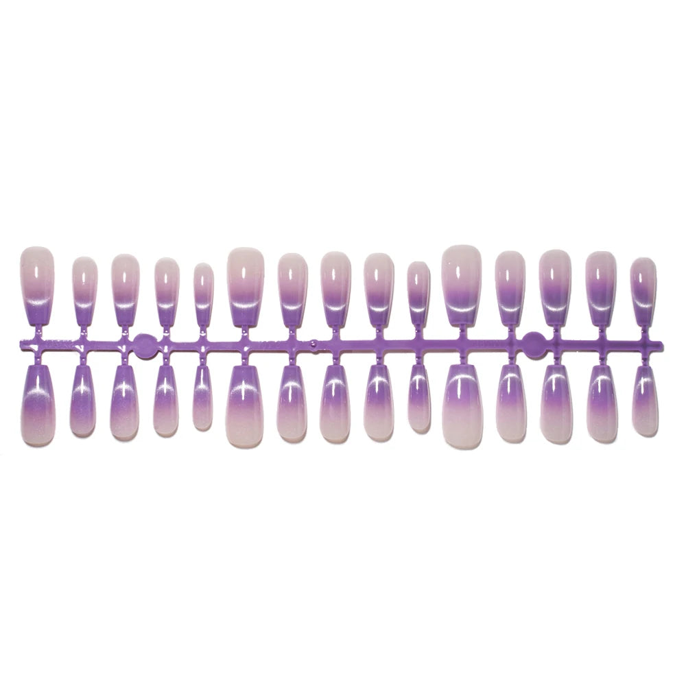 Wholesale New 30Pcs Glitter Luxury Handmade Crescent Cat Eye Nail Tips French Soft Gel Nail Art Kits False Press on Nails Set