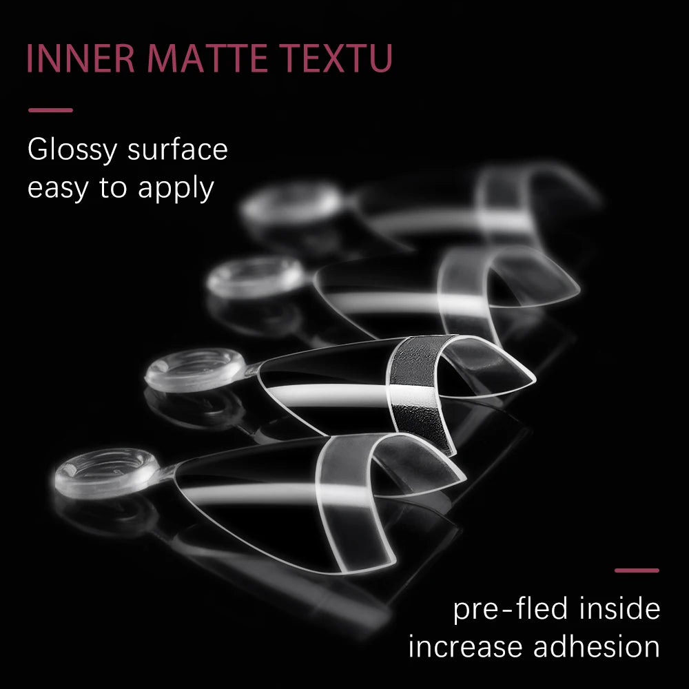 Private Label 120pcs Half Frosted Fake Nails Glossy Surface Ultra Thin Traceless Clear Short Almond Half Matte Nail Tips