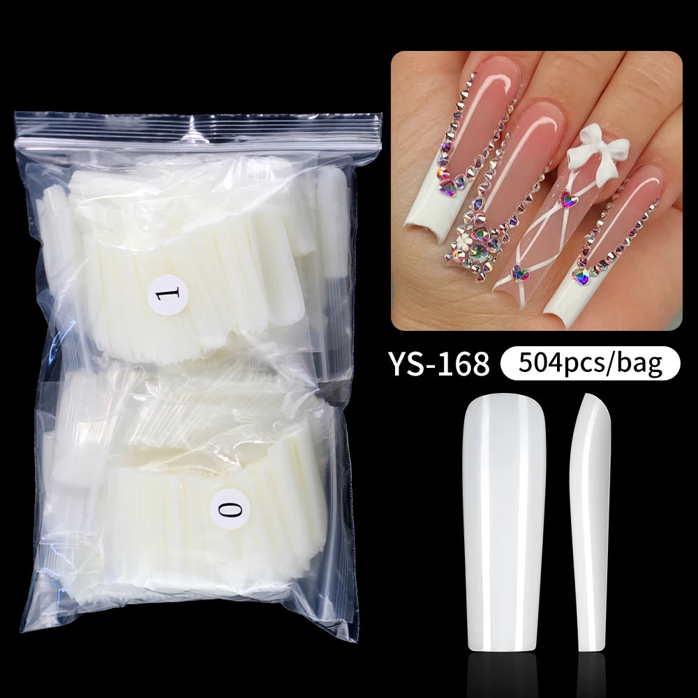 Private Label Full Cover Xxl Square Fake Nail Tips Extension Natural Transparent French Straight Tapered Square Nail Tips