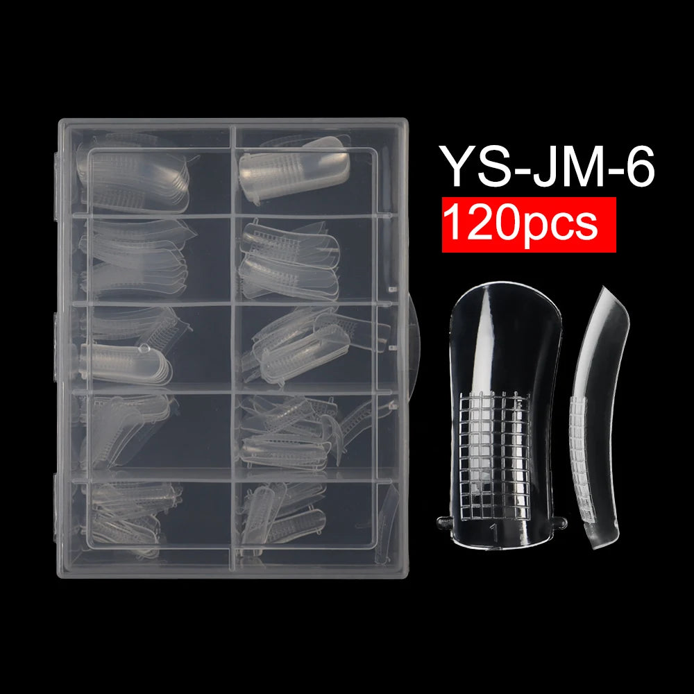 Wholesale 120pcs Russian Almond Dual Forms 26 Styles Quick Building Nail Model Extension Oval Stiletto Coffin Plastic Nail Forms