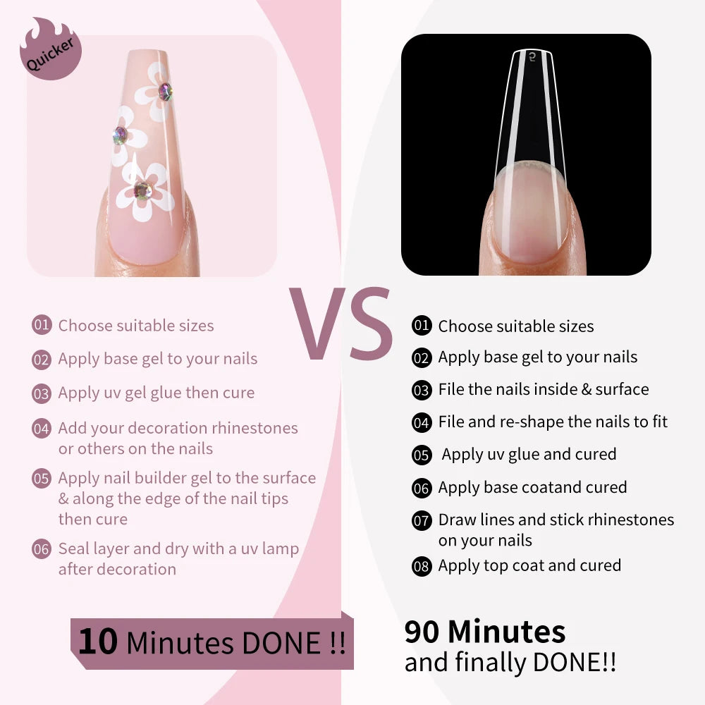 Wholesale Diy French Nail Art Design Press on Nail Long Coffin 3D Diamond Flower Luxury French Press on Nails with Jelly Glue