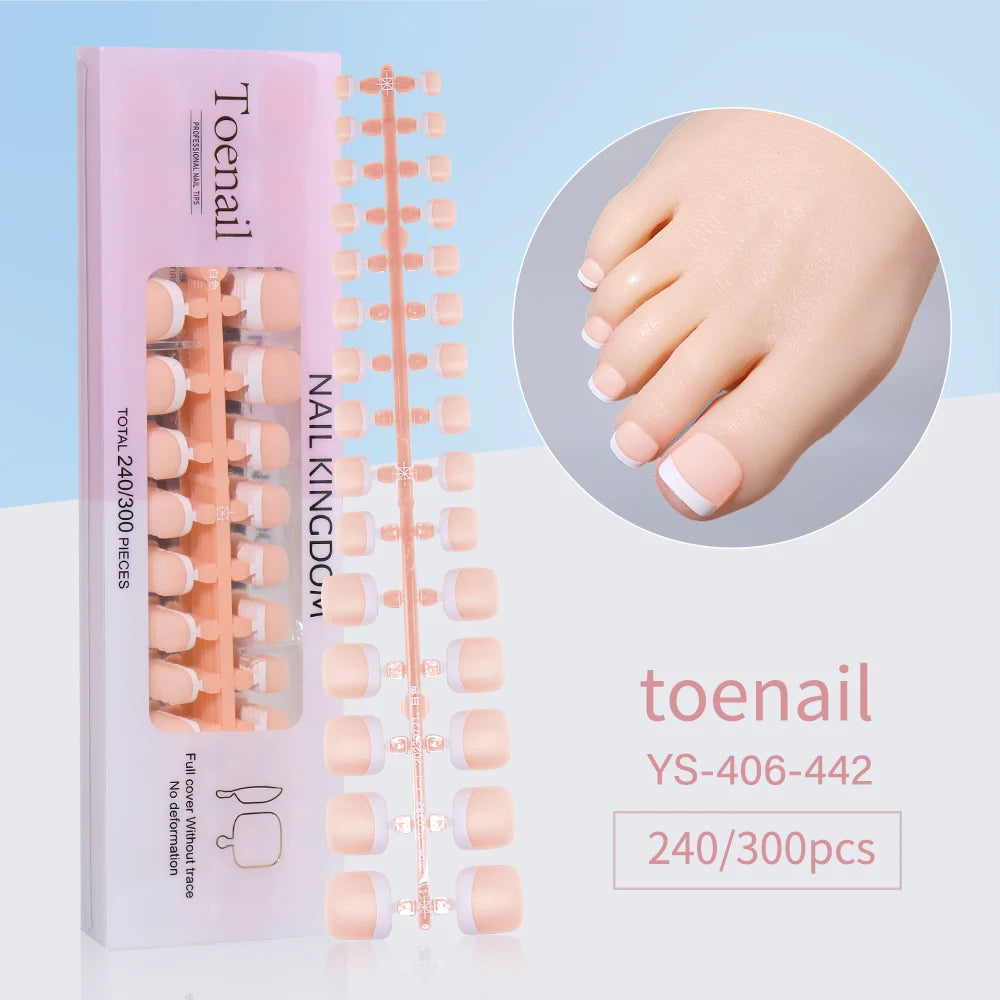 240pcs French Gel X Tips Press on Long Almond False Nails Premade Designed X Coat Tips Full Cover French Tip Press on Nails